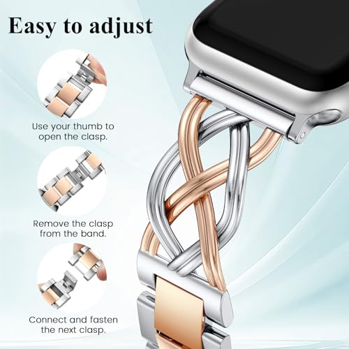 Image of TOYOUTHS Dressy Bracelet Compatible with Apple Watch Bands 38 /40 /41 /42 /44 /45 /46 /49mm Women, Celtic Stainless Steel Metal Fancy Nice Pretty Strap for iWatch Series 11 10 9 8 7 6 5 4 Ultra /SE 3 2 1
