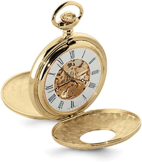 Sonia Jewels Charles Hubert Gold Men's Finish White Dial Pocket Watch 14.5"