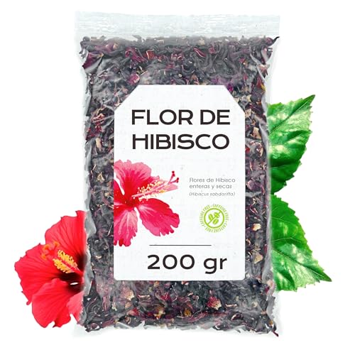 Flor de Jamaica para Adelgazar 200g - Te de Hibisco para Reducir Hinchazon de Barriga - Infusion Antioxidante y Natural para Bajar de Peso - Te Frio Detox para Aliviar Inflamacion