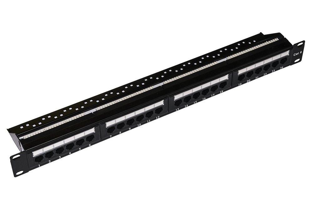 LINK lkp624u 19 Patchpanel ungeschirmt UTP 24 Anschlüsse 8-polig RJ45 Für Netze Kategorie 6, Schwarz