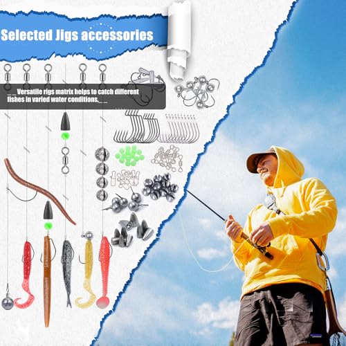EXAURAFELIS Kit de Señuelos y Equipo para Pesca, Cebo Duro y Blando Mixto con Cucharillas de Metal para Bass, Trucha y Pik Freshwater y Saltwater miniatura 6