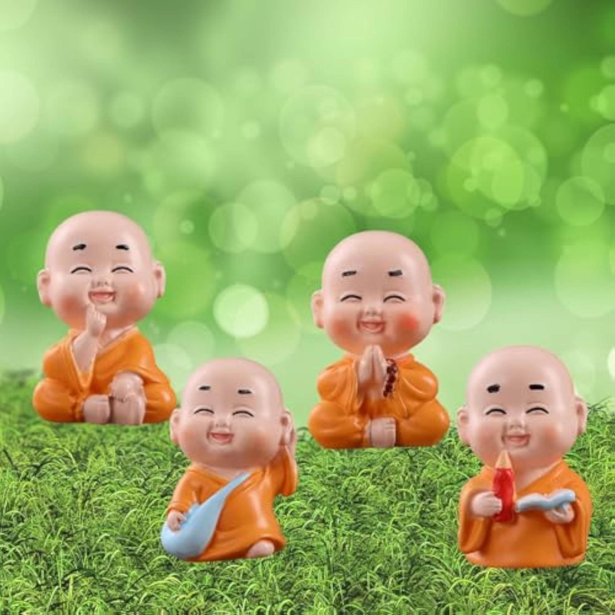 Buddha Monk Set of 4 Statue Figurines
