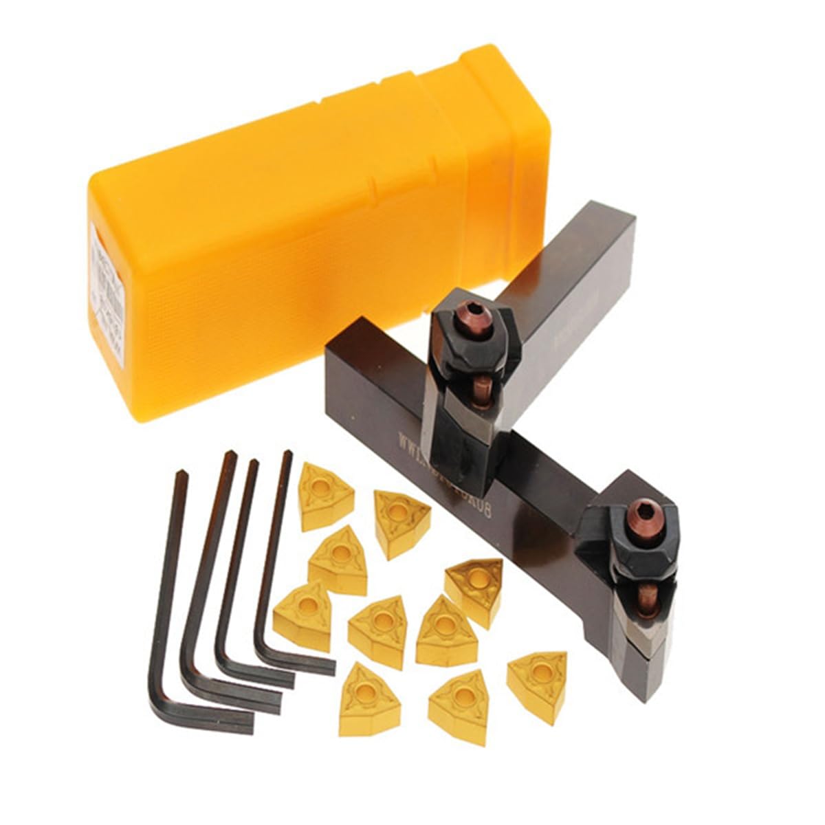 Maizoon Soporte externo para herramientas de torno CNC, accesorios para torno WWLNR1616H08+WWLNL1616H08+10 piezas de insertos de carburo de 12 mm + 4 piezas de barra de perforación de torneado