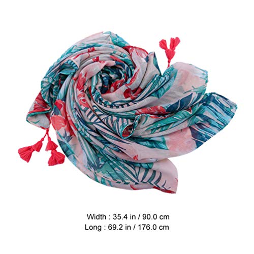 Amosfun Mulheres Floral Longo Lenço Xailes Wraps Mulheres Boho Scarf Estilo Havaí para Ao Ar Livre