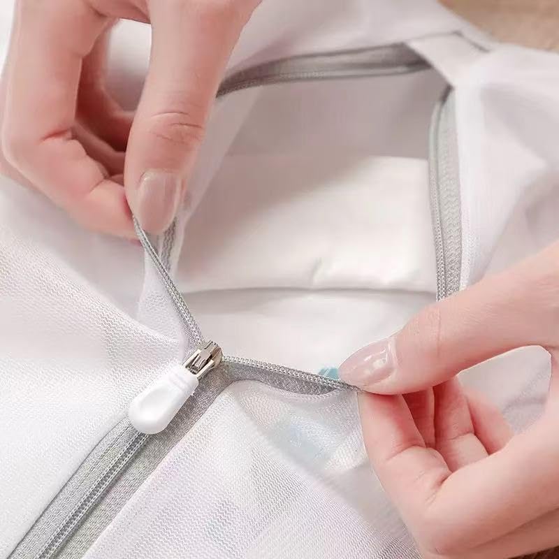Laundry Mesh Wash Bags – Durable Zipper Delicates Laundry Bags for Clothes, Underwear & Sweaters, Multi-Design Sets (Gray White Fine Mesh 7-pack)