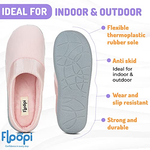 Floopi Women’s Memory Foam Slippers Deluxe Clog Scuff/Mule House Slip-Ons for Indoor & Outdoor Use| Warm & Fuzzy w/Velour Fur Lining, Quilted Collar Slipper & Anti-Skid Hard Sole4