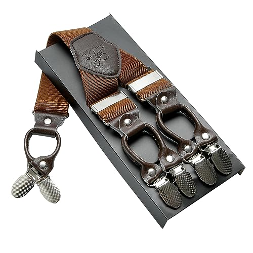 Tirantes elásticos de hombre extra fuertes ajustables con seis clips metálicos 2