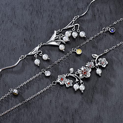 Toupop Flower Layered Choker Necklace For Women Dainty Lily Of The Valley Layered Necklace 925 Sterling Silver Pear Blossom Pendant Layering Necklace Multilayer Necklace Jewelry Birthday Gifts For Mom Girls #TOP3
