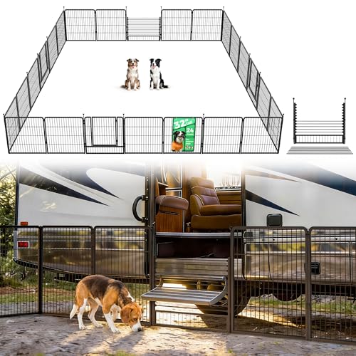 Image of FXW Instant Dog Playpen with RV Step Grid for RV Camping, 32 inch H, 24 Panels