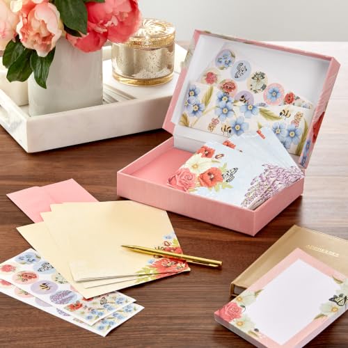 Hallmark Stationery Set with Cards, Notepad and Stickers (Pink Florals) - Image 2