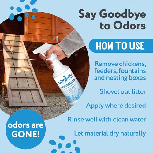Image of Wee Away Coop Refresher & Droppings Remover for Chickens, Enzyme Cleaner for Bird Poop, Odor Eliminator for Outdoor Chicken Coops, Unscented, 32oz