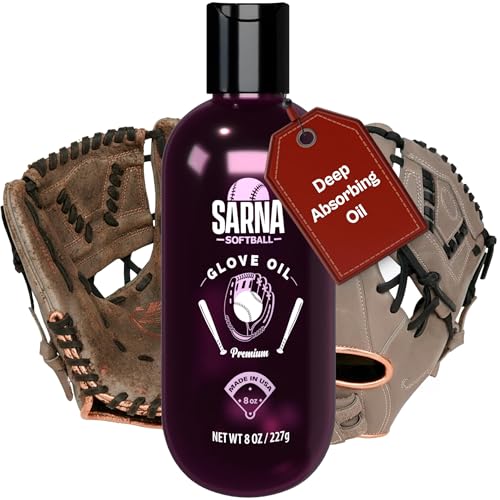SARNA BASEBALL Glove Oil for Softball Gloves, 8 Oz – Break in Faster Without Heavy Buildup – Lanolin-Based Formula, Helps Soften Leather & Prevents Cracking – Game-Ready Glove Oil to Break in Gloves