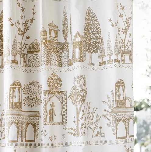 Image of Tranquebar Curtain Co. Window Curtain - 60-65% Room Darkening, 152 cm (5 Feet), Gold Mughal City Print, Set of 2, Cotton Fabric, BackTab, Agra- Window Curtains 5 Feet, Living Room, Bedroom