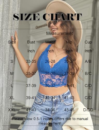 Image of Avidlove Bralettes for Women Lace Wireless Bra V Neck Racerback Crop Top Adjustable Lingerie No Padded