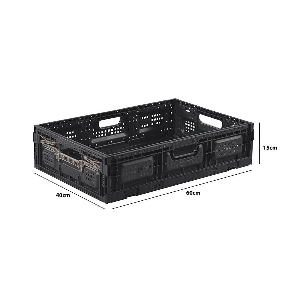 Box and beyond - Lot 3 Bacs Rangement Pliables - 40 x 60 x 15 cm - 31L - Charge 15 kg - Stockage, Outillage, Bricolage - Rangement Facile - Robuste - Garage, Cave, Buanderie