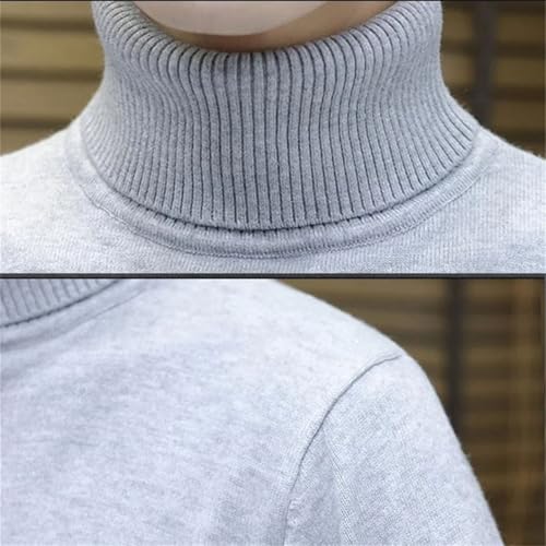 Men Solid Color Turtleneck Pullovers Sweaters Men's Long Sleeve Sweater Knitted Warm Top Beige Asian XL3