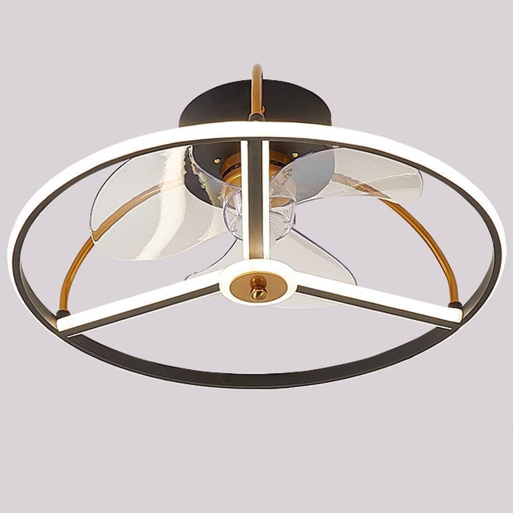 HXYSXHJUO Ceiling Fan Light with Lights 3 Wind Speed Lamp Remote Control Timing Function Led Pendant Home Decoration(Color:Black)