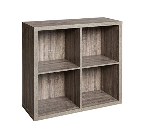 Image of ClosetMaid 4 Cube Storage Shelf Organizer Bookshelf with Back Panel, Easy Assembly, Wood, Weathered Gray