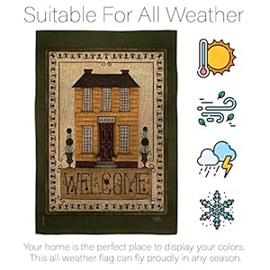 Breeze Decor Welcome Yellow House Garden Flag Country Living Primitive Farm Western Barn American Rustic Cowboy Rural Ranch Decoration Banner Small Yard Gift Double Sided Made in USA