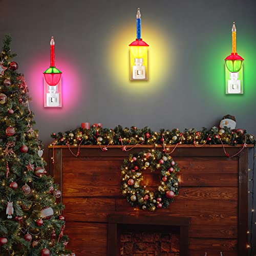 Image of Sumind 3 Pieces Christmas Bubble Lights, Traditional Vintage Night Bulbs with E12 Candelabra Base, Colorful Fluid Christmas Lights with Swivel Plug in Base(White)
