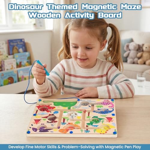 Image of Magnetic Color & Number Maze, Montessori Wooden Color Matching Learning Counting Puzzle Board, Toddler Fine Motor Skills Toys for Boys Girls 3 4 5 Years Old