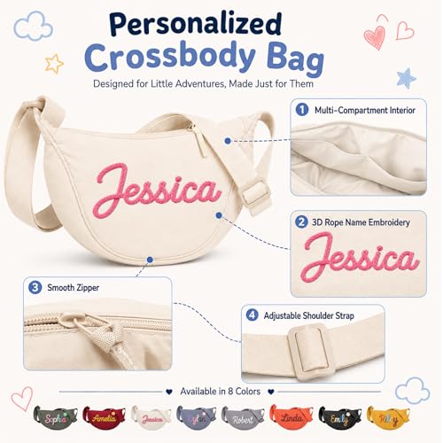Image of Dyoart Personalized Girls Sling Bag with Name, Custom Handmade Yarn Name Crossbody Purse, Fanny Pack Gifts for Girl & Boy