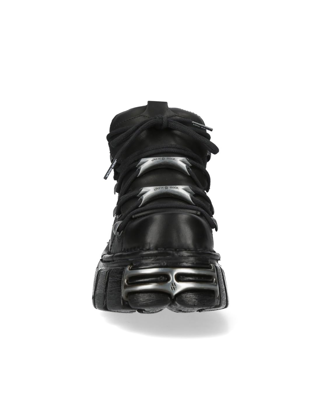 New Rock Botín Piel Negro Mujer Zapato Plataforma ICONIC 106 Black Woman Ankle Leather Shoes Boots M.106N-S16