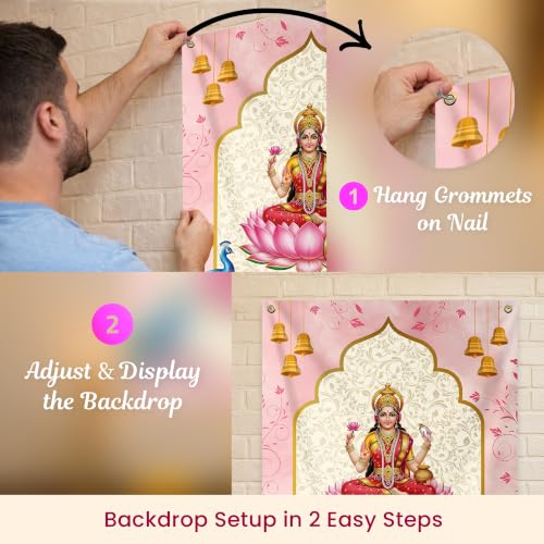 Image of Special You Varalakshmi Pooja Decoration Items for Pooja Festival (5x4Ft) Backdrop Cloth for Decoration Pooja, Wall Decor Items for Living Room, Mandir Decorations Items for Home Decor