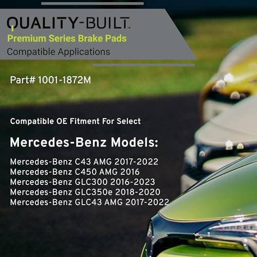 Image of QUALITY-BUILT Rear Semi-Metallic Brake Pads, Premium 1001-1872M, Compatible with 2016-2023 Mercedes-Benz (C43 AMG,C450 AMG,GLC300,GLC350e,GLC43 AMG)