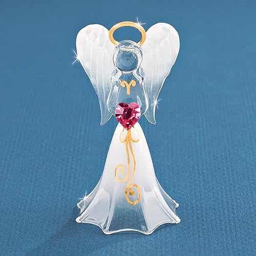 Glass Baron Figura de ángel blanco con corazón de cristal