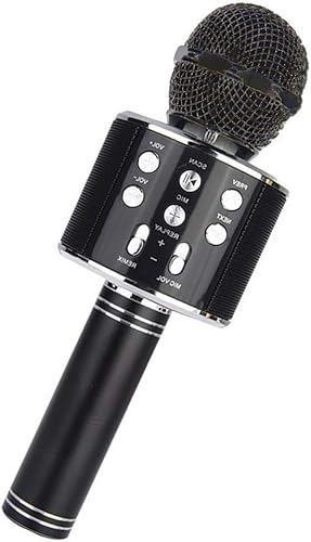 huxspoo Micrófono inalámbrico Bluetooth para karaoke, máquina de karaoke recargable para niños, el mejor regalo para niños y adultos (negro)
