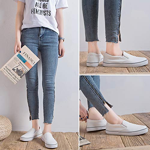 Women's Canvas Slip On Sneakers Fashion Flats Shoes White Canvas Shoes(White.us10) #TOP4