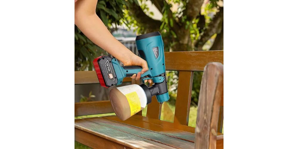 Spruzzatore di Vernice Elettrico Cordless 1000ML – Pistola a Spruzzo 18V con Batteria Ricaricabile per Mobili, Auto, Muri e Fai da Te Domestico