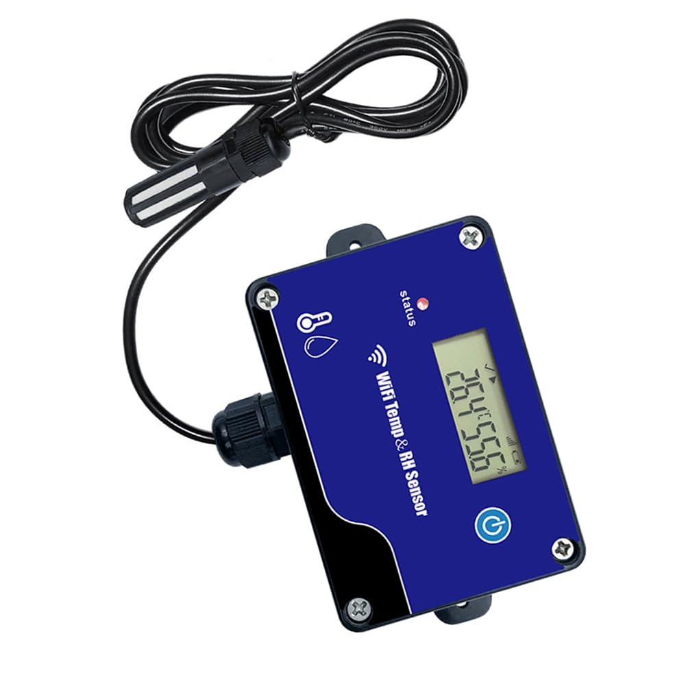 Sensor de Temperatura y Humedad WiFi -WiFi501B con Alarma de Sobrelímite y Transmisión WiFi para Invernaderos.