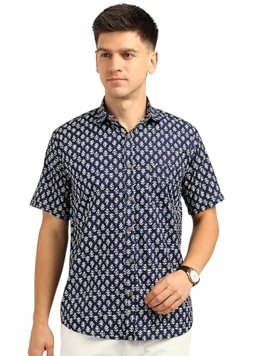Image of BLOCKS OF INDIA Cotton Hand Block Print Half Sleeves Summer Shirt for Men