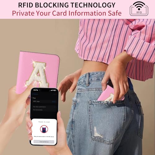 Initial Wallet Women Small Teen Girl Gifts Trendy Stuff Girls Wallets Personalized Christmas Birthday Gift for Women Friends Daughter Granddaughter 6 7 8 9 10 11 12 13 Year Old Pink A3