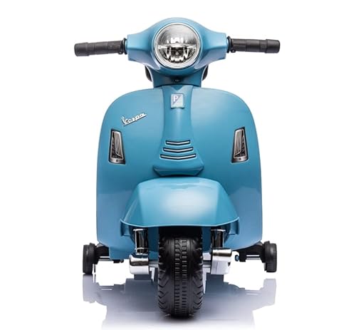 Mini Vespa Gts Piaggio Moto Elettrica Per Bambini Scooter 6V Con Schienale Sedile In Pelle Luci Suoni Limited Edition Azzurro - 5