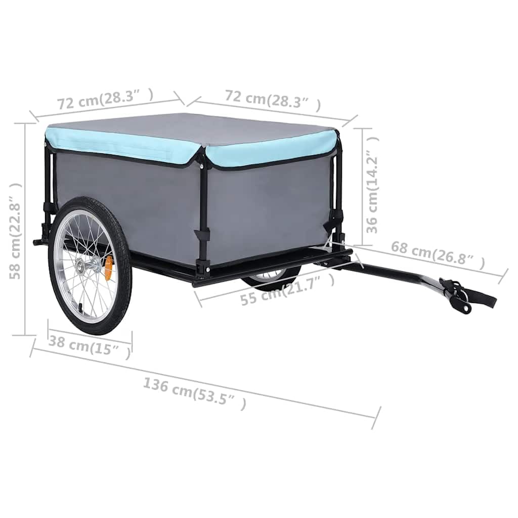 Mangloder Remolque para bicicleta, color gris y azul, resistente, plegable, con capota impermeable para la familia, compras, camping, excursión, transporte de perros, equipaje, niños y mascotas