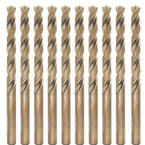 Metric Cobalt Drill Bits 8.5mm 10PCS, M35 high Speed Steel, high Hardness Straight Shank Drill, Mechanical or Hand Drill for Drilling, Suitable for Stainless Steel, Iron, Copper and Aluminum.