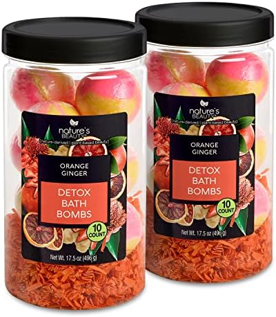 Nature’s Beauty Orange Ginger Detox Bath Bomb Gift Set Multi-Pack – Luxury Fizzy Spa Bomb w/Citrus + Woodsy Patchouli Scent Made with Coconut Oil & Witch Hazel, 17.5 oz | 10 ct ea (2 Pack) Nature’s Beauty Orange Ginger Detox Bath Bomb Gift Set Multi-Pack – Luxury Fizzy Spa Bomb w/Citrus + Woodsy Patchouli Scent Made with Coconut Oil & Witch Hazel, 17.5 oz | 10 ct ea (2 Pack)