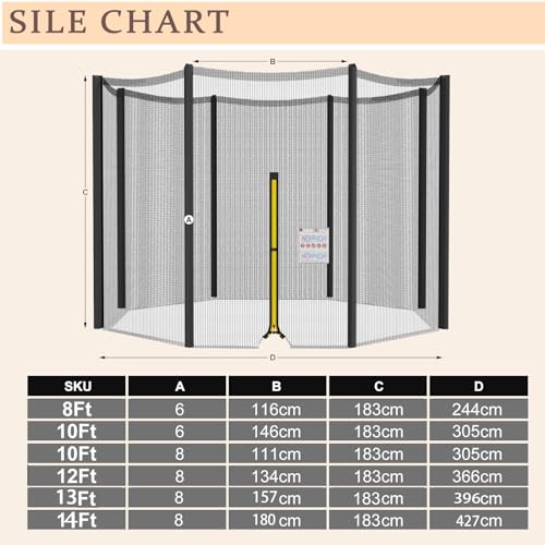 Filet Trampoline Anti-UV et Déchirures avec Entrée Zip Fluide