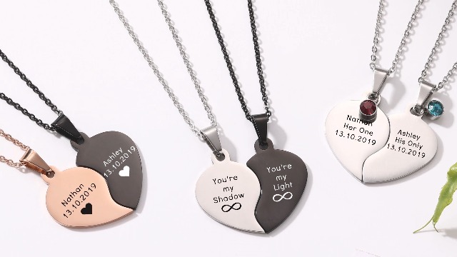 Collana Ciondolo Coppia Cuore His Only/Her One, Acciaio Inox Nero Con Zirconia - 2 Pezzi, Regalo Perfetto - Foto 8