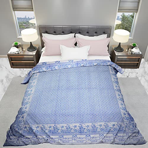 Nilam Collection Cotton Solapur Chaddar Blanket Single Bed Full Size 300 TC Royal Blue & Red Color Pack of 2 (Size- 58X88 Inch)