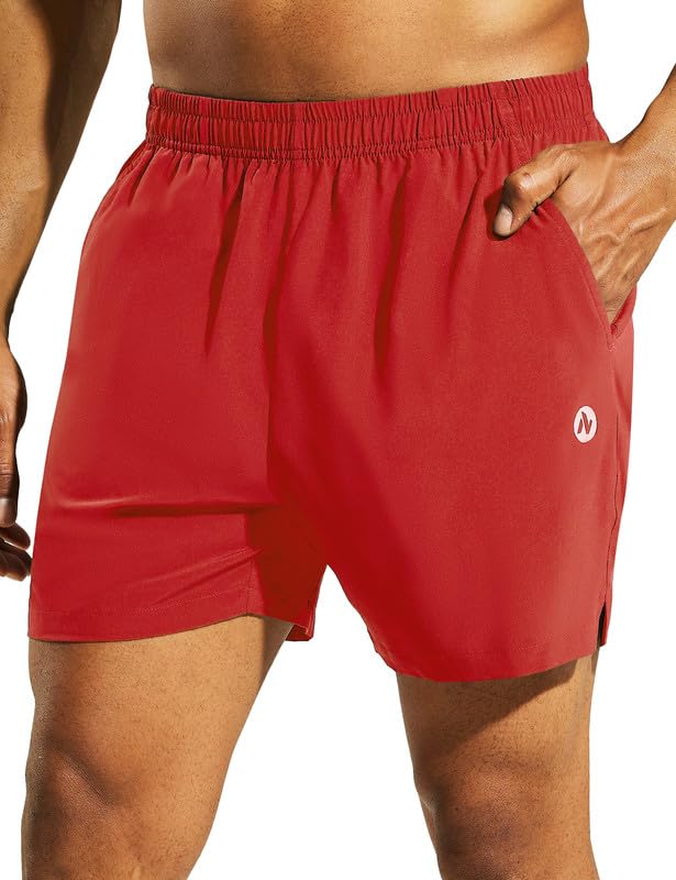 Nepest Men's 5’’ Athletic Running Shorts with Pockets, Lightweight Quick Dry Gym Workout Training No Liner Shorts