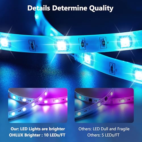Image of Torkase 40ft LED Strip Lights(2 Rolls of 20ft), Music Sync Color Changing Strip Lights with Remote, Suitable for Home Bedroom Patry Birthday Holidays Decoration