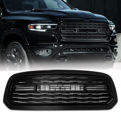BNYIUEQR Front Bumper Grille Compatible with 2013 2014 2015 2016 2017 2018 Ram 1500 Grill Replacement Aftermarket Grill with Letters Matte Black Limited Style