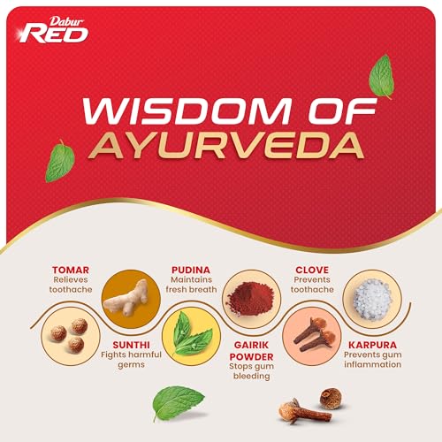 Image of Dabur Red Paste - India's No.1 Ayurvedic Paste, Plaque Removal, Toothache, Yellow Teeth And Bad Breath- 400gm (200gm*2)