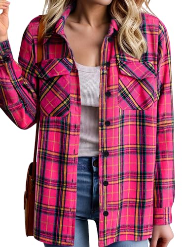 Zeagoo Hot Pink Flannel Shirt