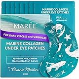 MAREE Hydrating Under Eye Patches for Puffy Eyes and Dark Circles – Marine Collagen & Caffeine Eye Patches – Brightening Eye Patche with Niacinamide – Depuffing Eye Mask for Dark Circles and Puffiness