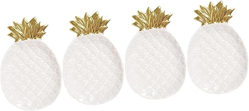 Alipis Plato de piña Plato de fiesta de piña, plato de cerámica para aperitivos, platos de cerámica para baratijas, platos de almuerzo, decoración